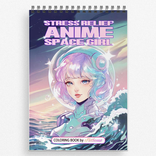 NETHOUSE Stress Relief Anime Space Girl Coloring Book For Adults