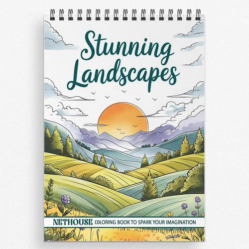 NETHOUSE Stunning Landscapes Coloring Book for Adults