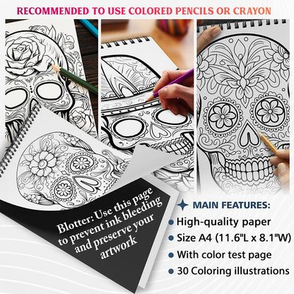 NETHOUSE Sugar Skull Coloring Sheets For Adults