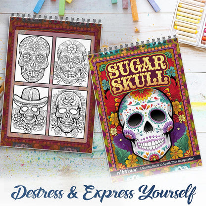 NETHOUSE Sugar Skull Spiral Coloring Book For Adults
