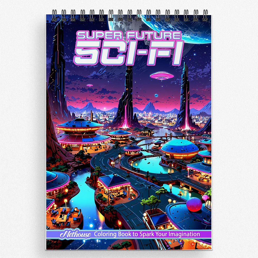 NETHOUSE Super Future Sci-Fi Coloring Book For Adults