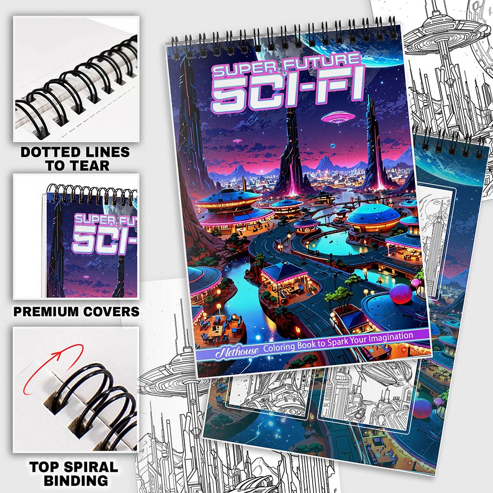 NETHOUSE Super Future Sci-Fi Coloring Pages For Adults