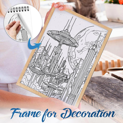 NETHOUSE Super Future Sci-Fi Spiral Bound Coloring Book For Adults