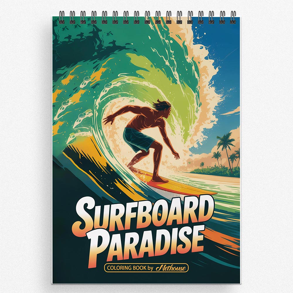 NETHOUSE Surfboard Paradise Coloring Book For Adults