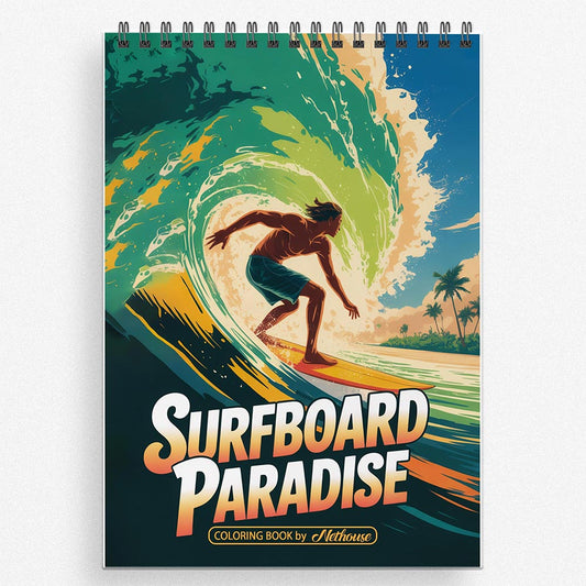 NETHOUSE Surfboard Paradise Coloring Book For Adults