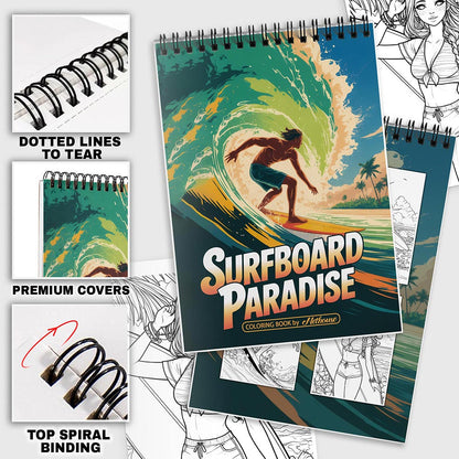 NETHOUSE Surfboard Paradise Coloring Pages For Adults