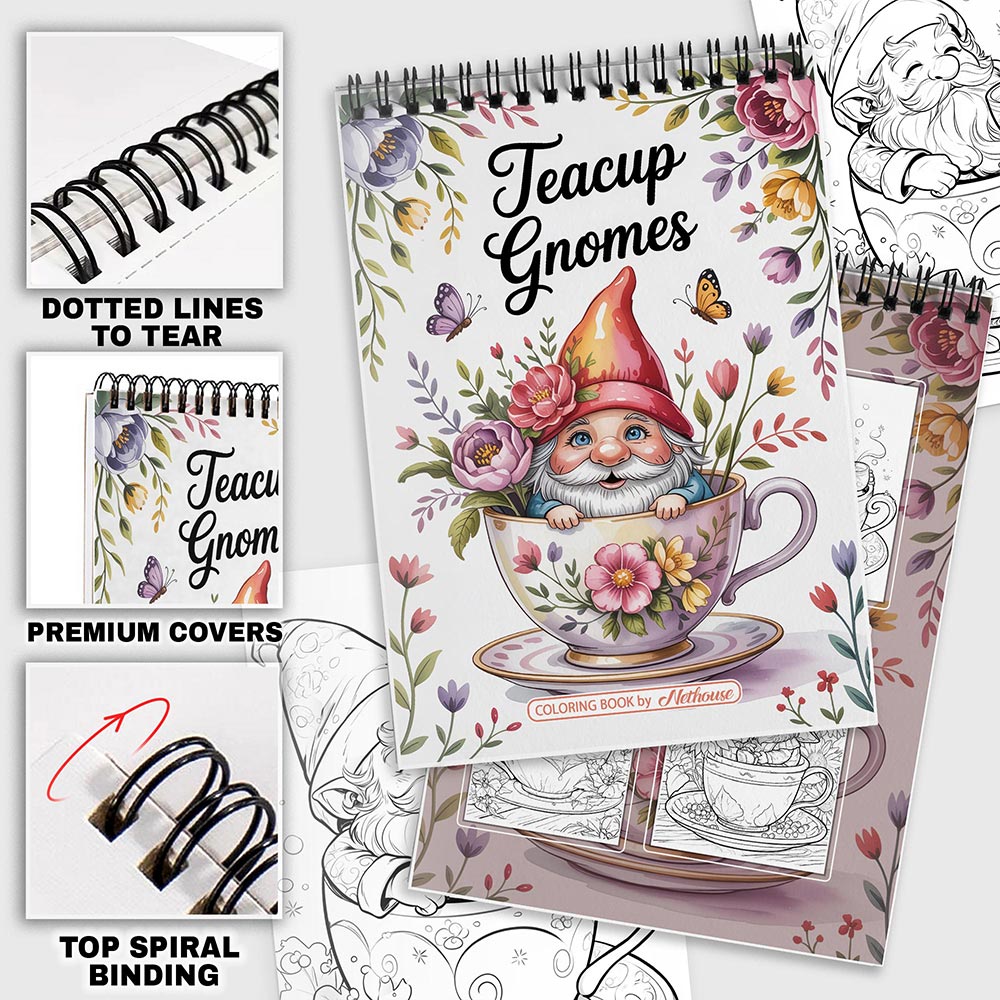 NETHOUSE Teacup Gnomes Coloring Pages For Adults