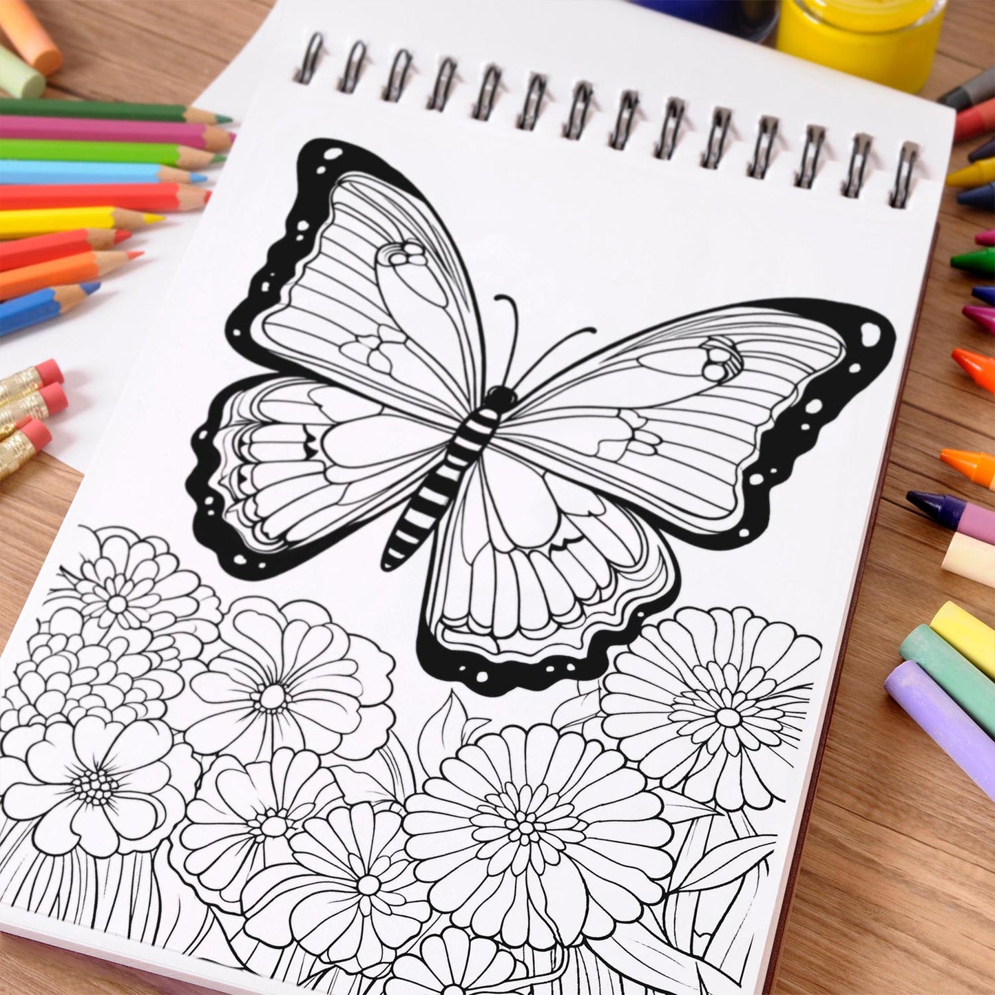 NETHOUSE The Butterfly Garden Coloring Book Spiral Bound For Adults
