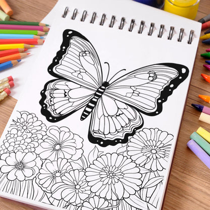 NETHOUSE The Butterfly Garden Coloring Book Spiral Bound For Adults