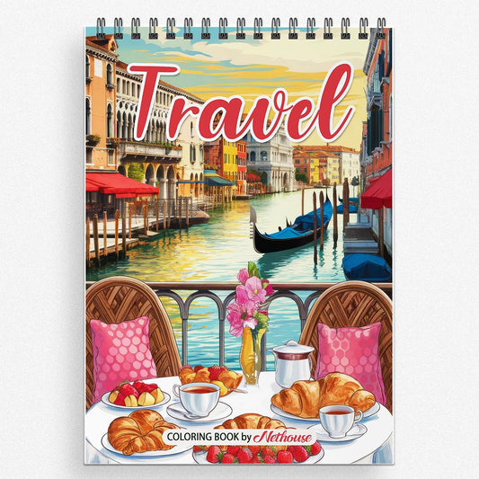 NETHOUSE Travel Coloring Book for Adults