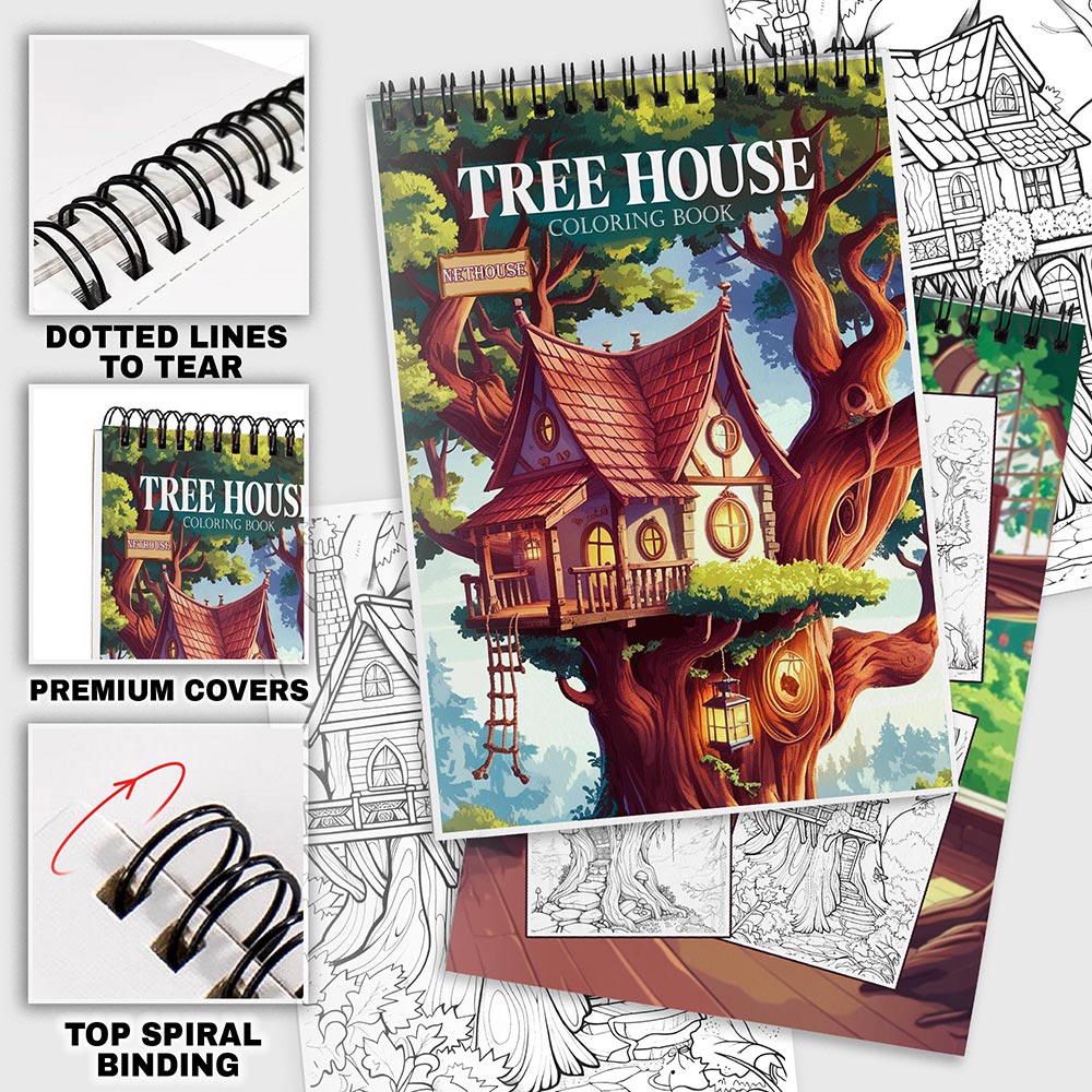 NETHOUSE Tree House Coloring Pages for Adults