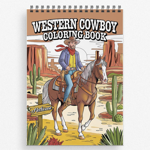 NETHOUSE Western Cowboy Coloring Book for Adults