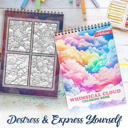 NETHOUSE Whimsical Cloud Spiral Coloring Book For Adults