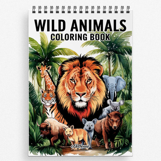 NETHOUSE Wild Animals Coloring Book for Adults