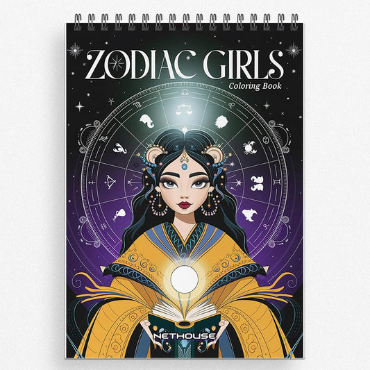 NETHOUSE Zodiac Girls Coloring Book for Adults 