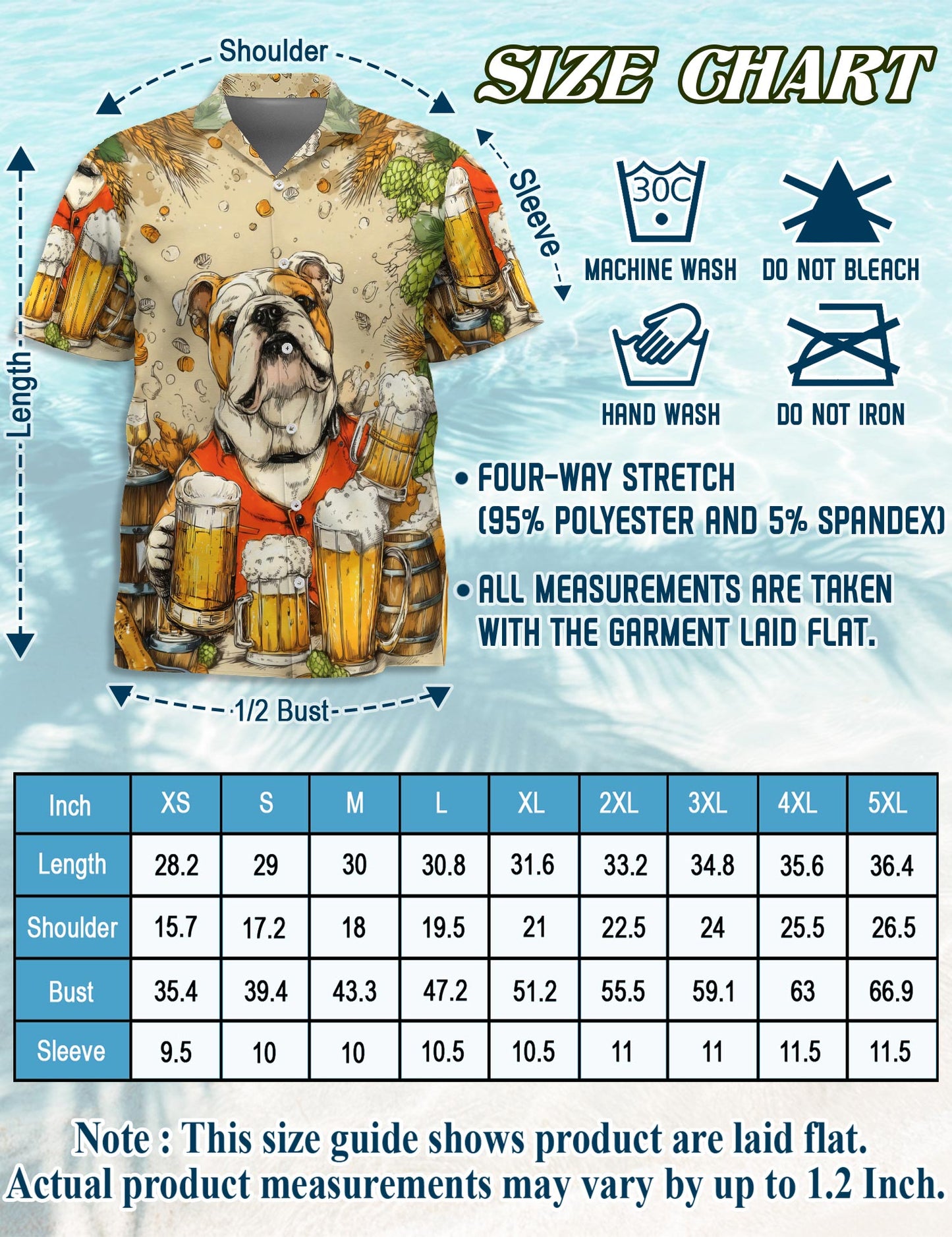 Netecom 3D Bulldog Beer Hawaiian Shirt for Men, Dog & Beer Lover Gifts, Animal Button Down Summer Aloha Beach Shirts, S-5XL