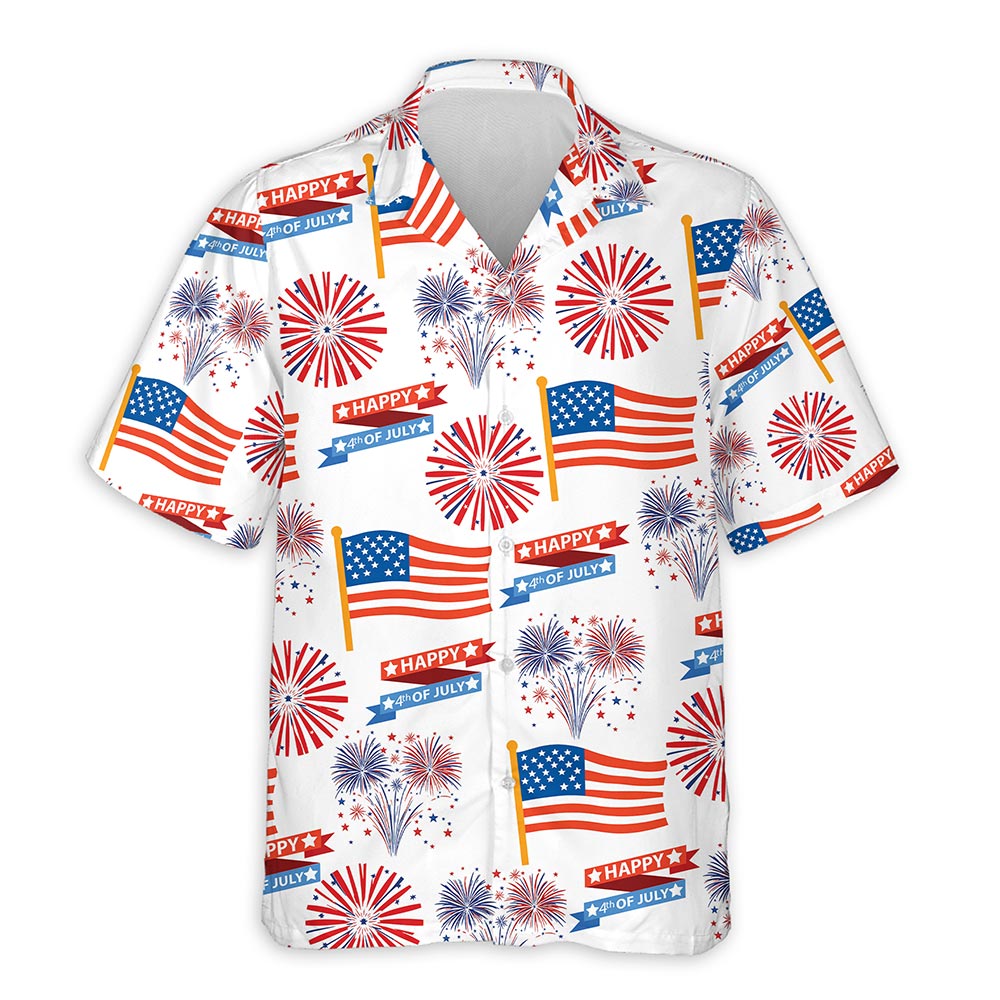 Netecom 4th Of July US Pattern Hawaiian Shirt for Men