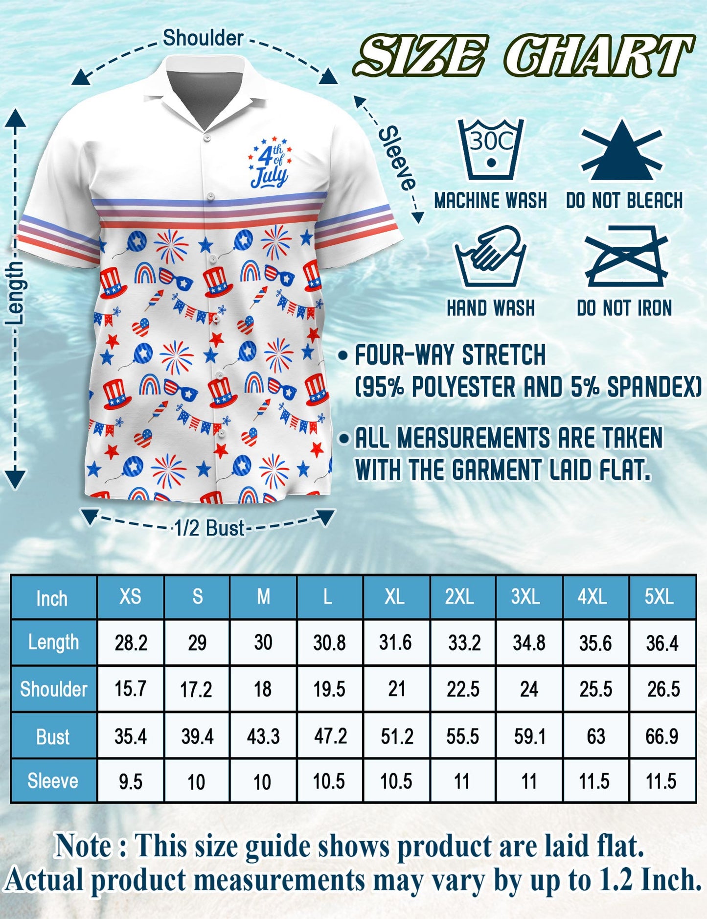 Netecom 4th of July Day Hawaiian Shirt for Men, Retro Style, Button Down Summer Beach Short Sleeve, S-5XL
