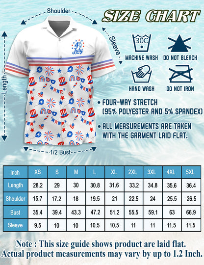 Netecom 4th of July Day Hawaiian Shirt for Men, Retro Style, Button Down Summer Beach Short Sleeve, S-5XL