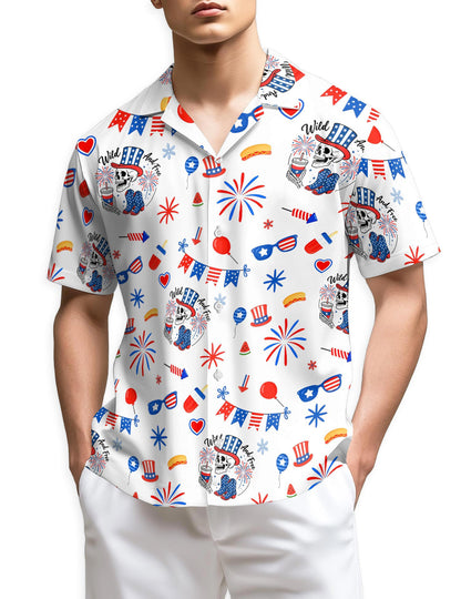 Netecom 4th of July Hawaiian Shirt for Men, Retro Style, Button Down Summer Beach Short Sleeve, S-5XL