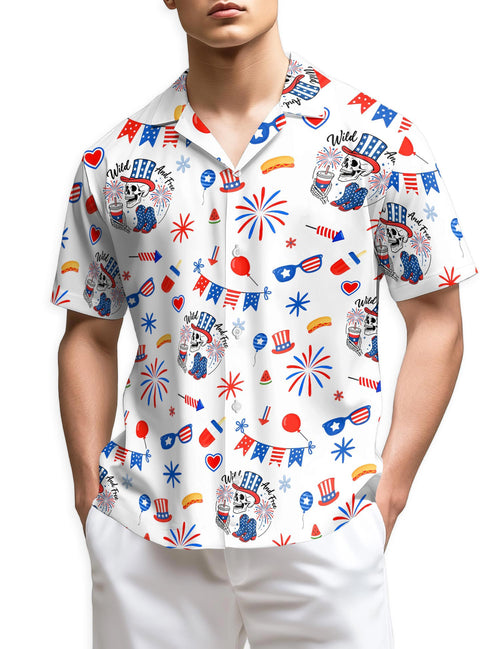 Netecom 4th of July Hawaiian Shirt for Men, Retro Style, Button Down Summer Beach Short Sleeve, S-5XL