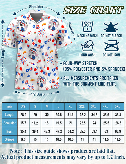 Netecom 4th of July Hawaiian Shirt for Men, Retro Style, Button Down Summer Beach Short Sleeve, S-5XL