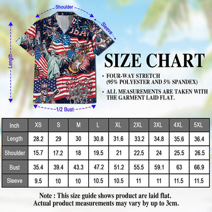Netecom 4th of July Skeleton Hawaiian Shirt for Men, Button Down Summer Beach Short Sleeve, S-5XL