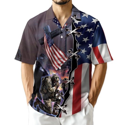Netecom 4th of July Veteran Hawaiian Shirt for Men