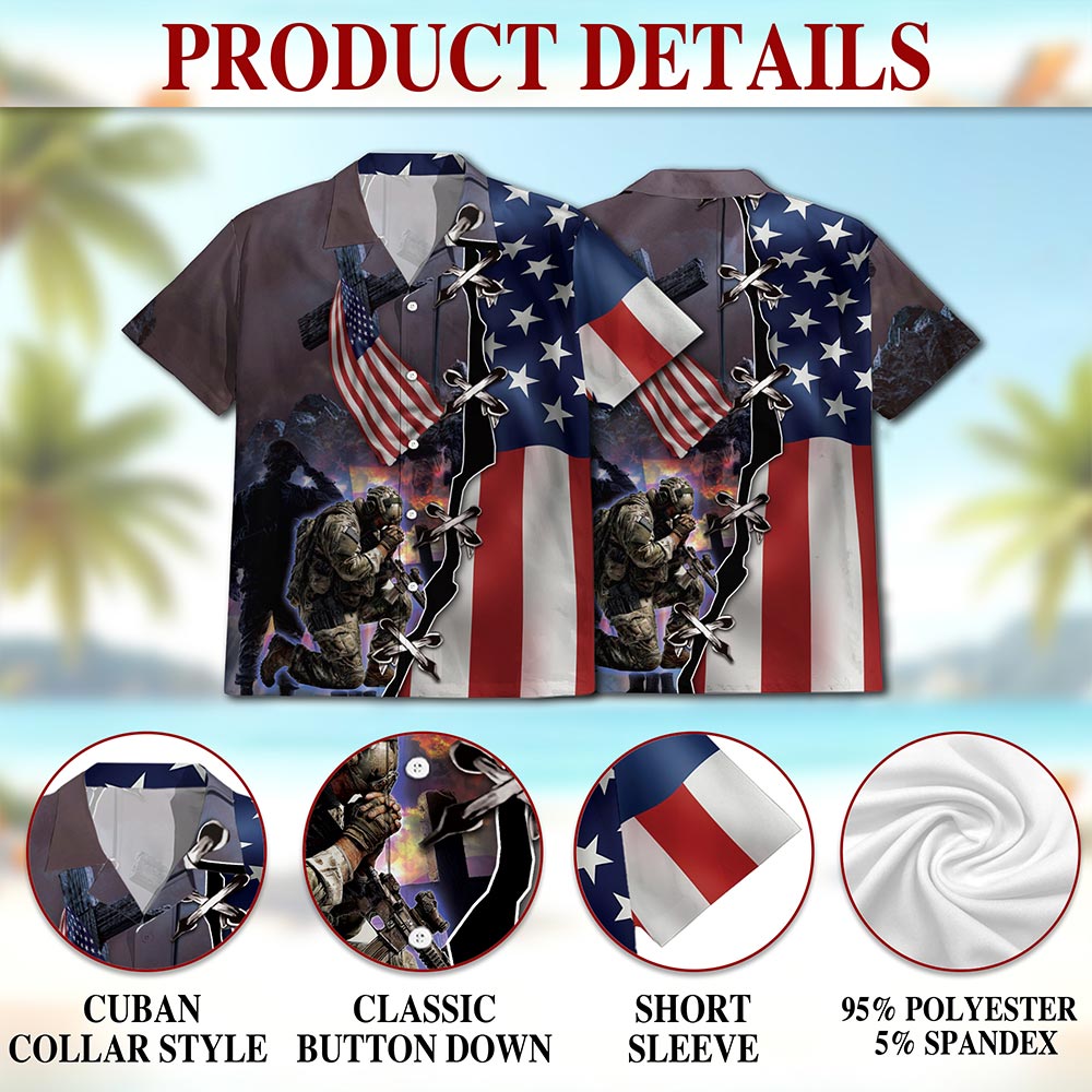 Netecom 4th of July Veteran Hawaiian Shirt for Men, Veteran Lover Gifts, Retro American Flag Button Down Shirts, Size S-5XL