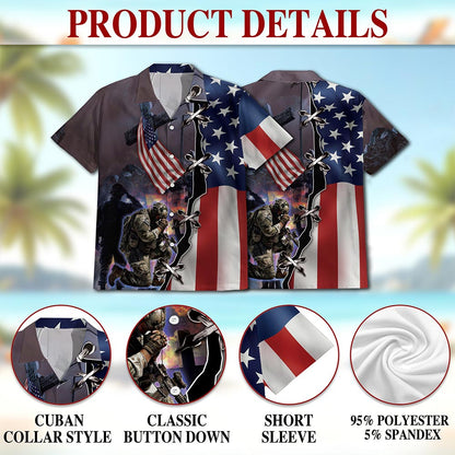 Netecom 4th of July Veteran Hawaiian Shirt for Men, Veteran Lover Gifts, Retro American Flag Button Down Shirts, Size S-5XL