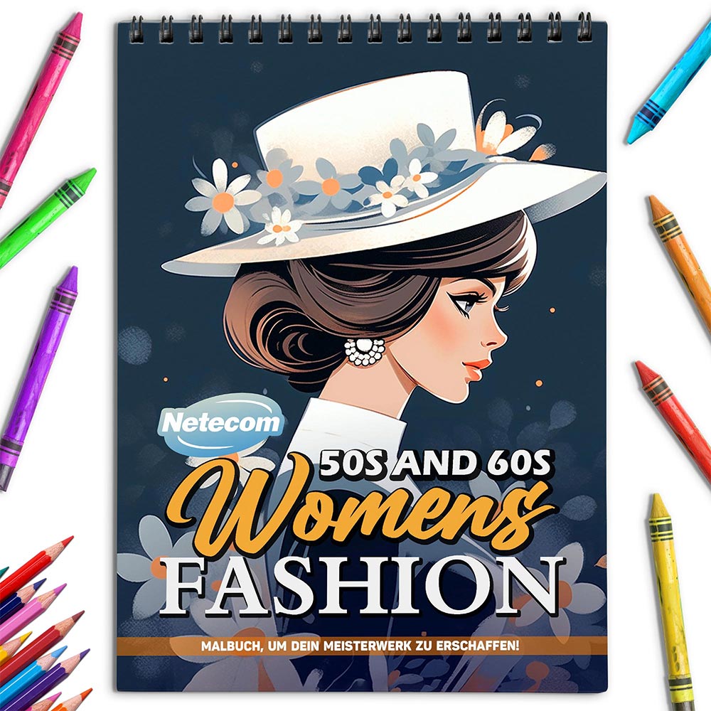 Netecom 50s and 60s Women Fashion Coloring Book for Adults