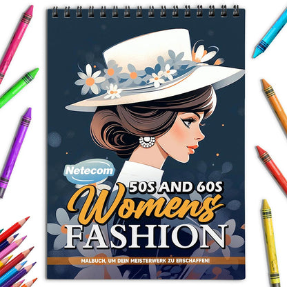 Netecom 50s and 60s Women Fashion Coloring Book for Adults