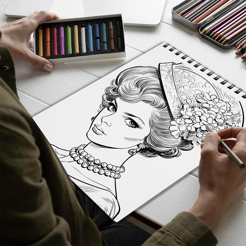 Netecom 50s and 60s Women Fashion Spiral Bound Coloring Book for Adults