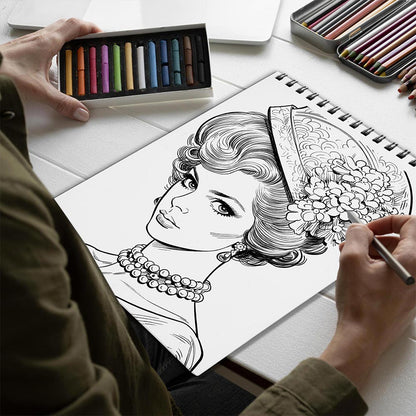 Netecom 50s and 60s Women Fashion Spiral Bound Coloring Book for Adults