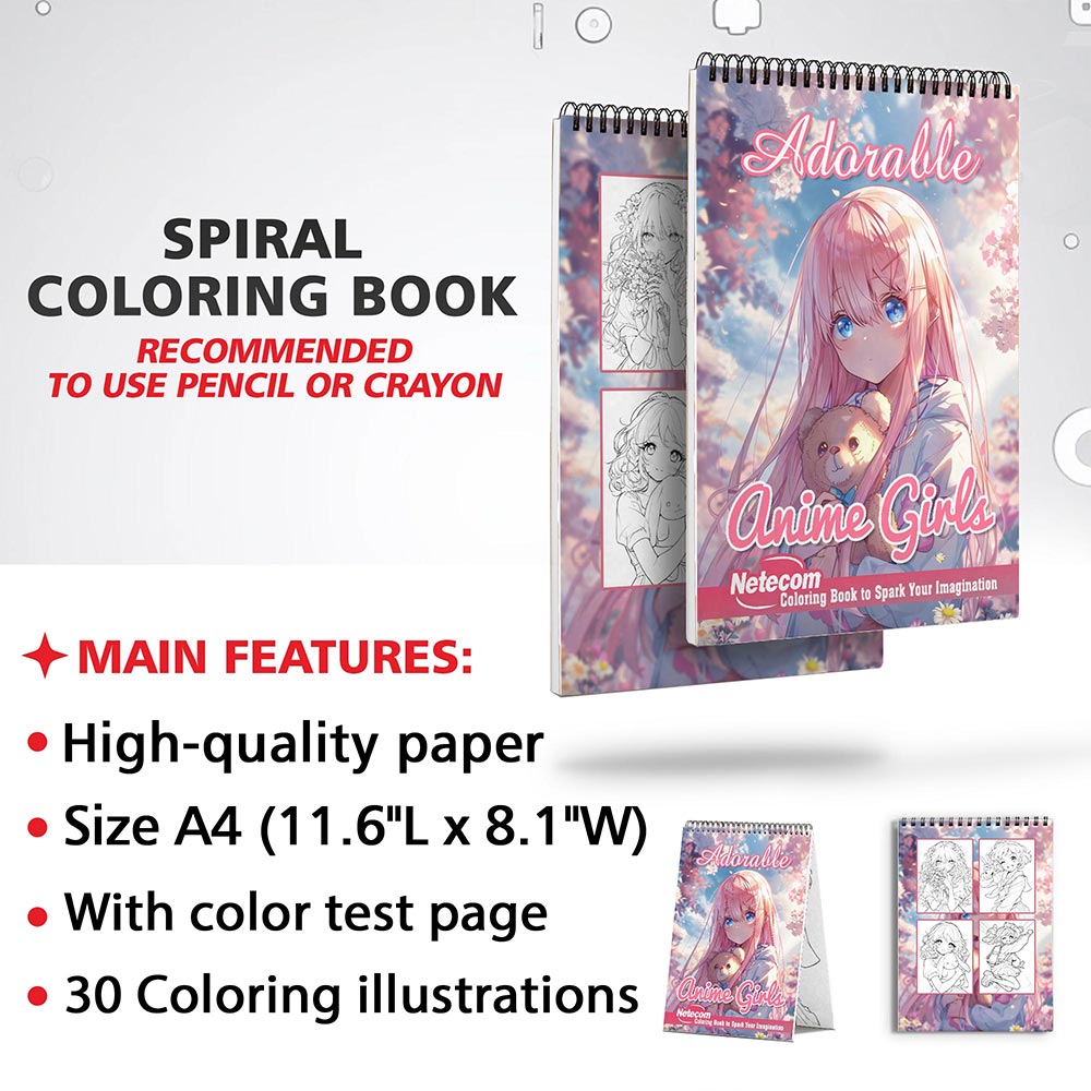 Netecom Adorable Anime Girls Coloring Sheets for Adults