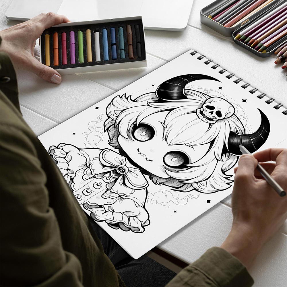 Netecom Adorable Creepy Adult Spiral Bound Coloring Book for Adults