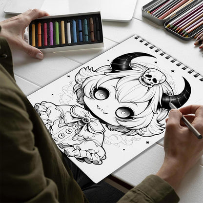 Netecom Adorable Creepy Adult Spiral Bound Coloring Book for Adults