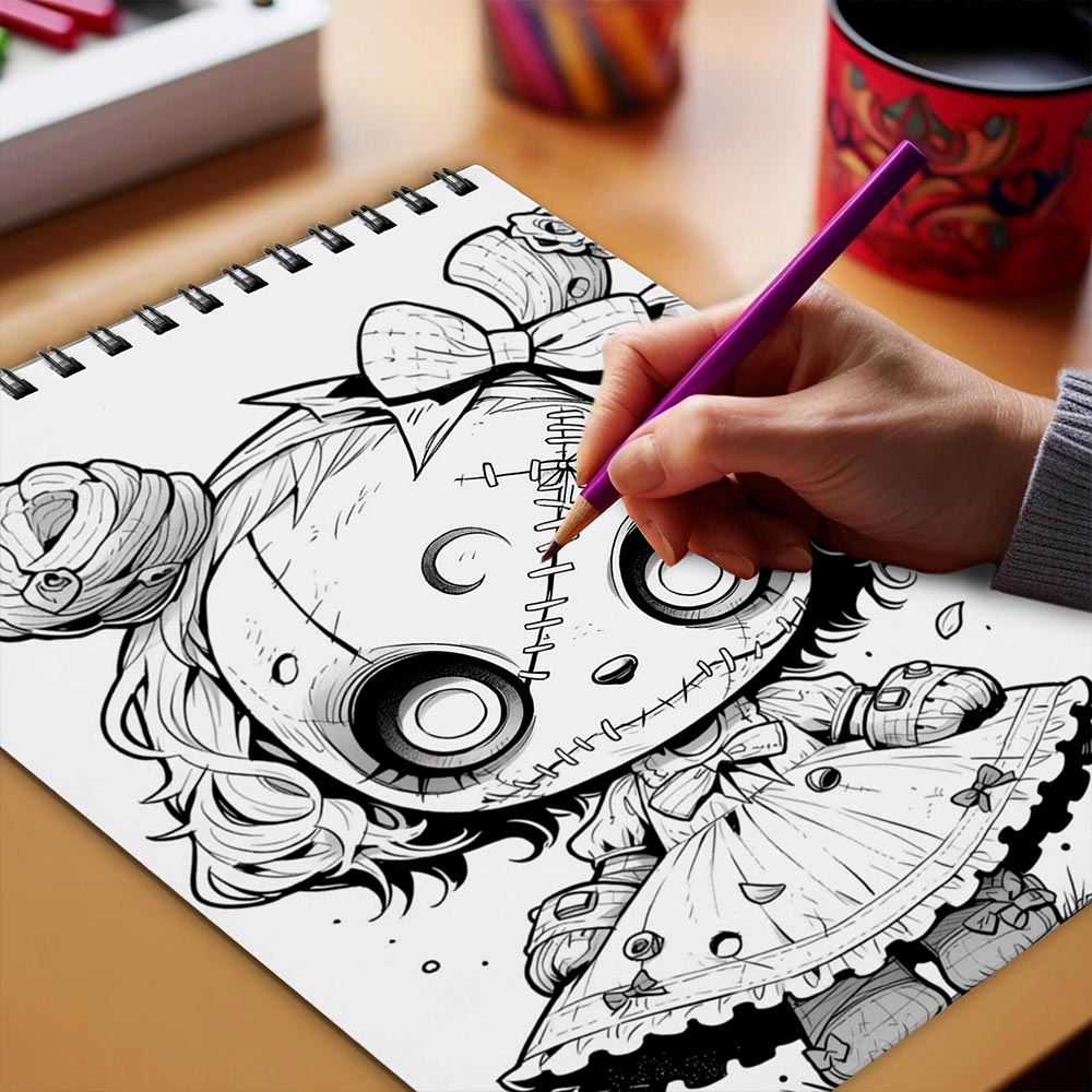 Netecom Adorable Creepy Adult Coloring Book Spiral Bound for Adults