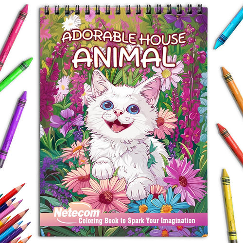 Netecom Adorable House Animal Coloring Book for Adults