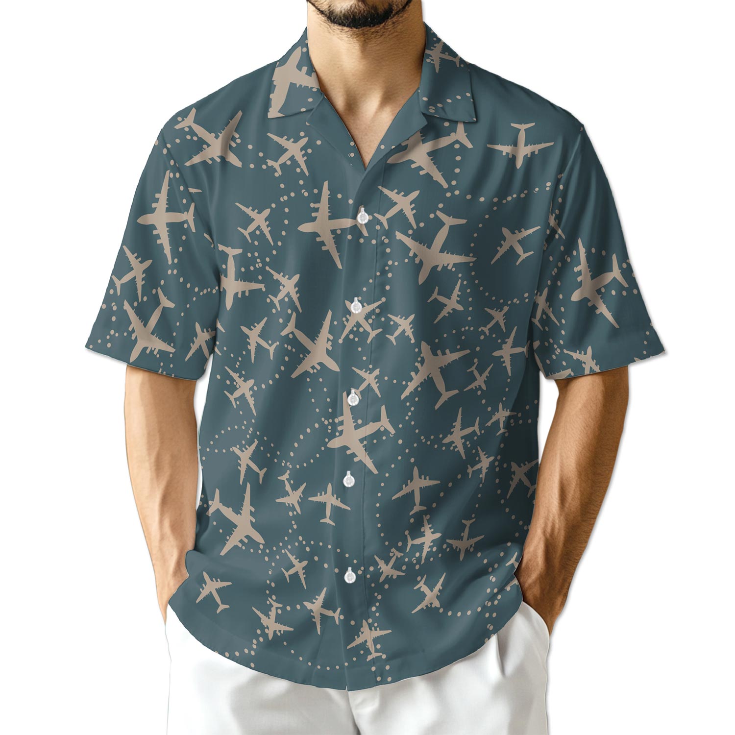 Netecom Airplane Hawaiian Shirt for Men