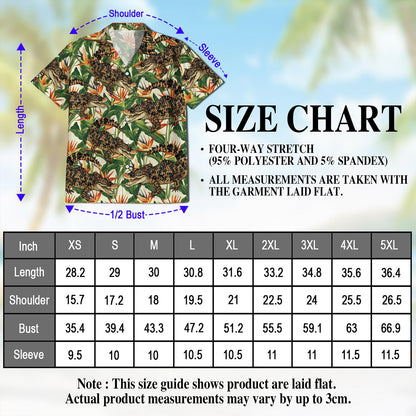 Netecom Alligator Hawaiian Shirt for Men, Button Down Summer Beach Short Sleeve, Tropical Style, Sizes S-5XL