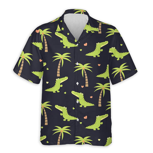 Netecom Alligator Pattern Print Hawaiian Shirt for Men