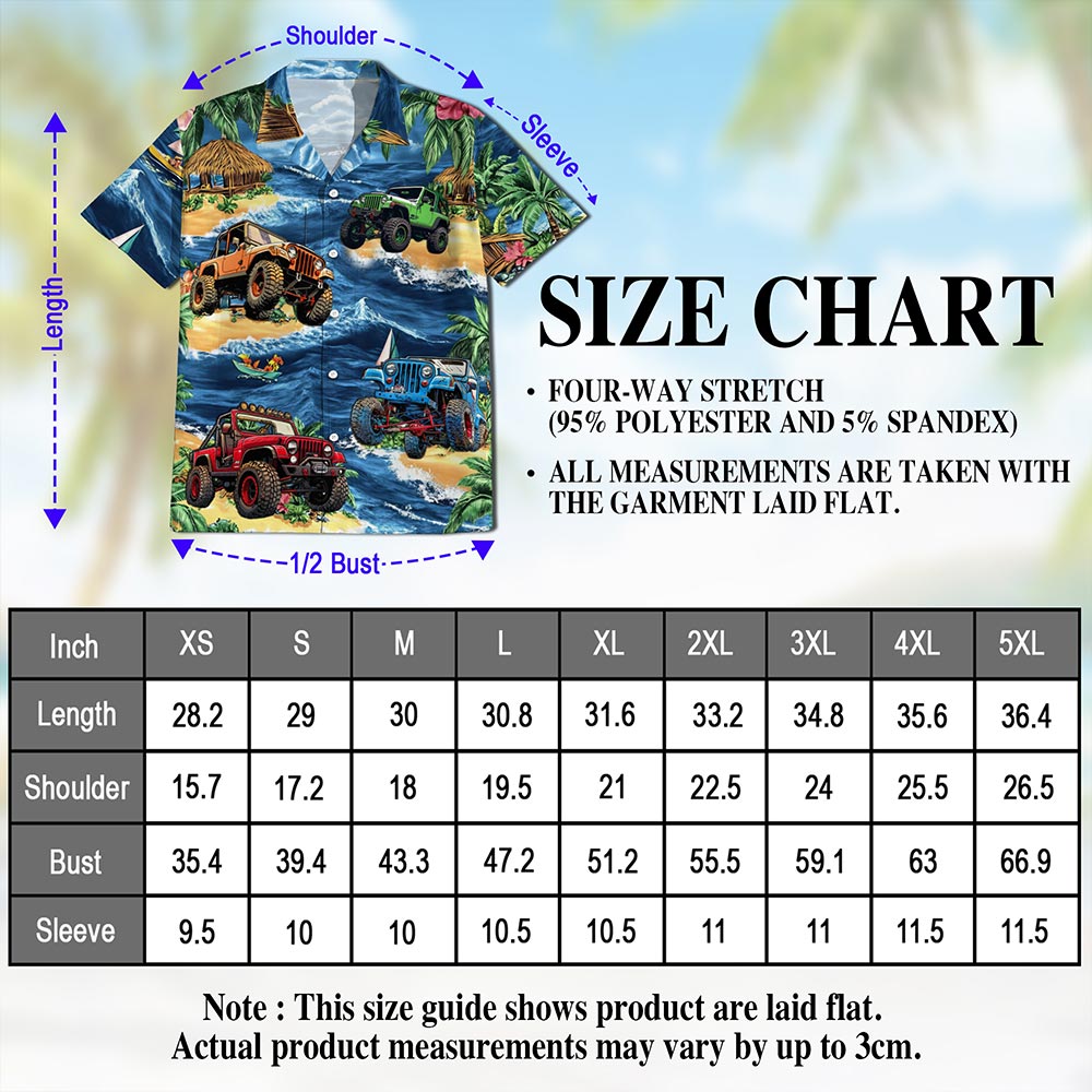 Netecom Aloha Off Road Vehicle Hawaiian Shirt for Men, Vehicle Lover Gifts, Tropical Button Down Summer Beach Shirts, S-5XL