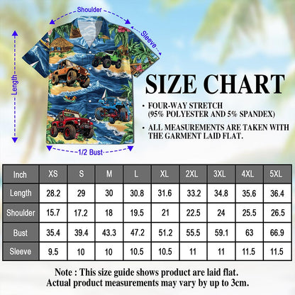 Netecom Aloha Off Road Vehicle Hawaiian Shirt for Men, Vehicle Lover Gifts, Tropical Button Down Summer Beach Shirts, S-5XL