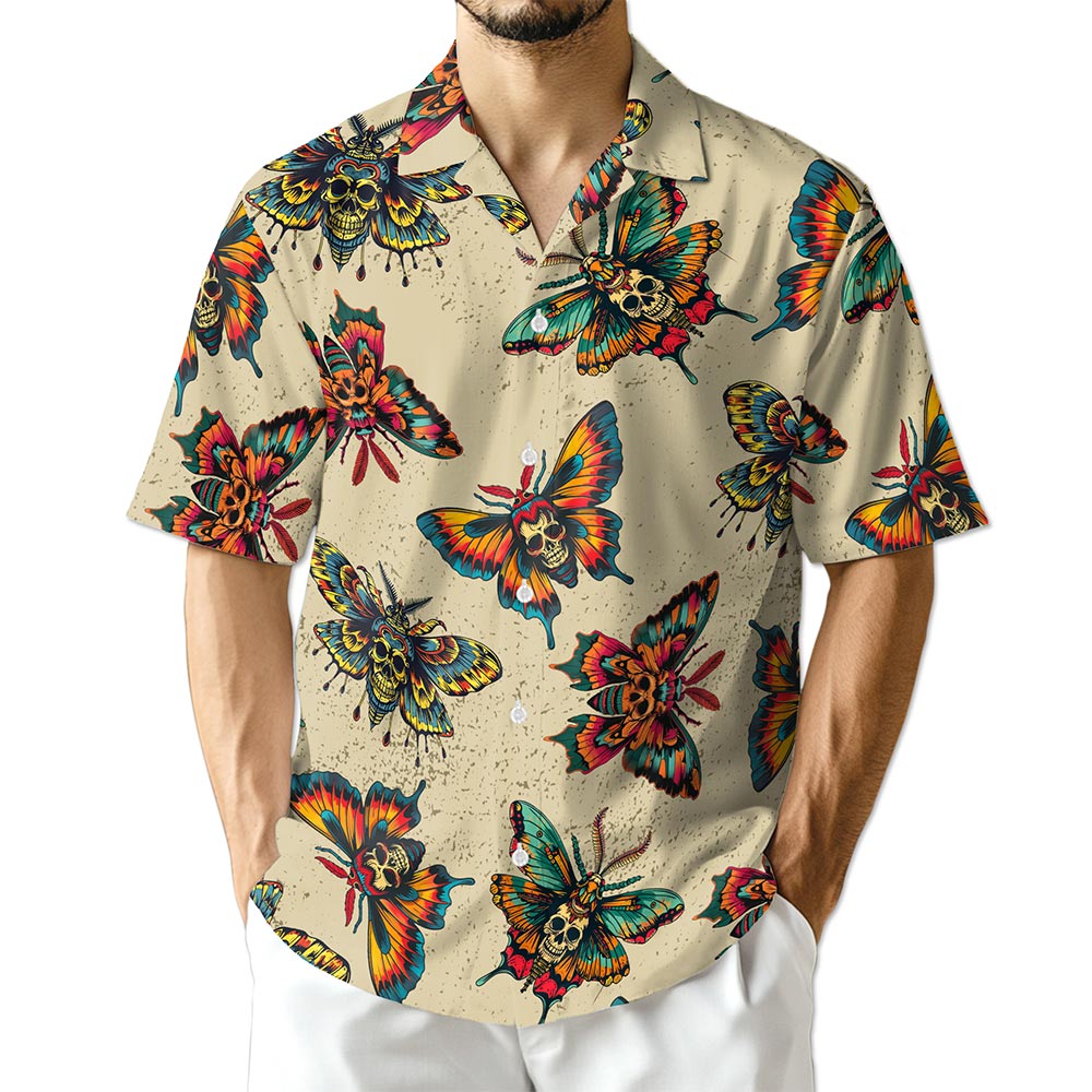 Netecom Amazing Butterfly Skull Hawaiian Shirt for Men