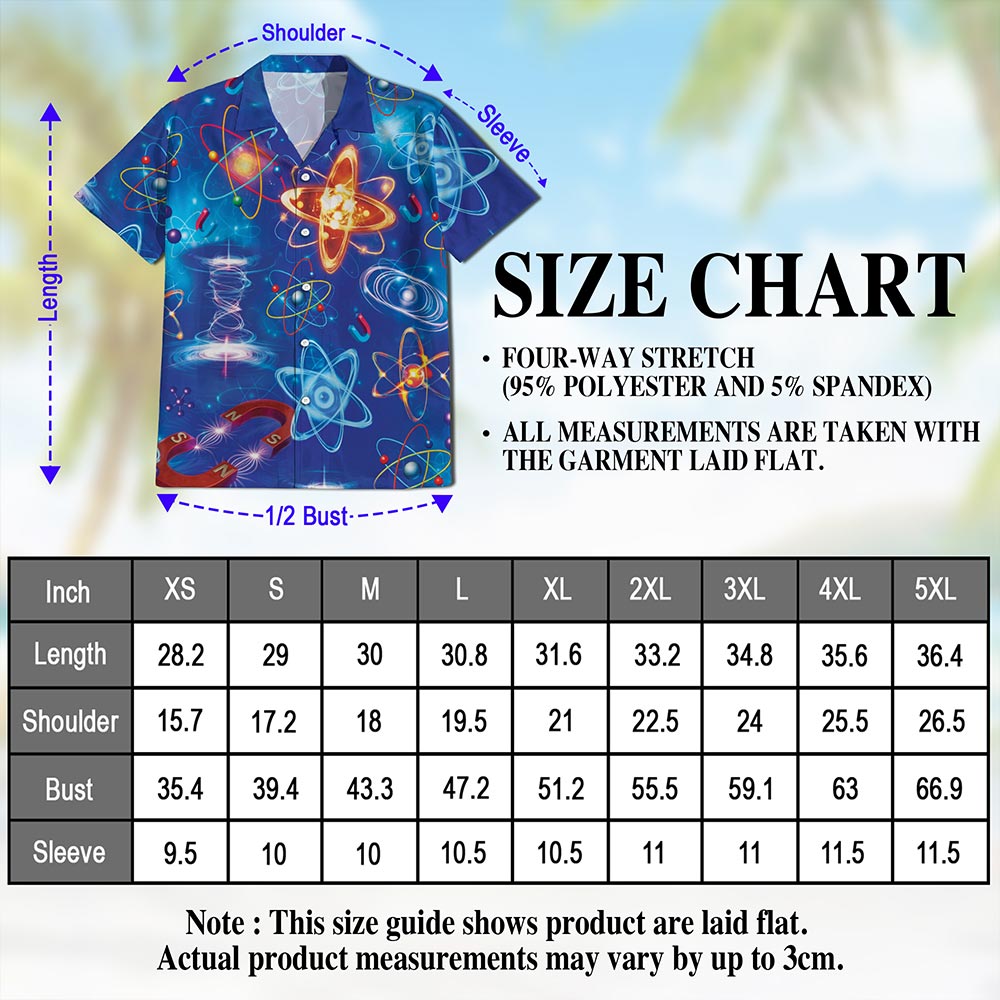 Netecom Amazing Physics Hawaiian Shirt for Men, Science Style, Button Down Summer Beach Short Sleeve, S-5XL