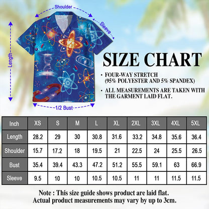 Netecom Amazing Physics Hawaiian Shirt for Men, Science Style, Button Down Summer Beach Short Sleeve, S-5XL