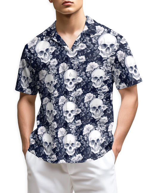 Netecom Amazing Skull Floral Hawaiian Shirt for Men