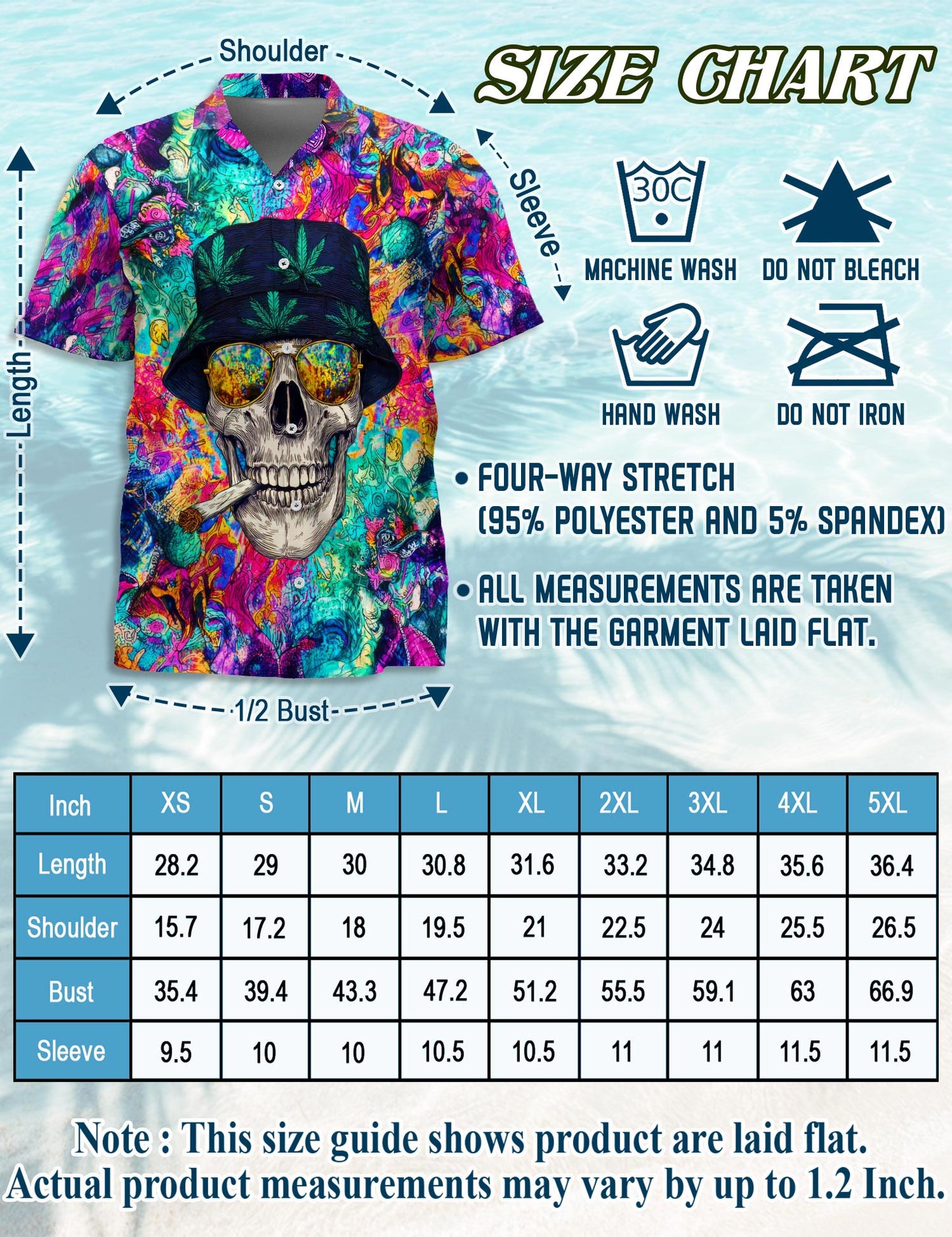 Netecom Amazing Skull Hawaiian Shirt for Men, Colorful Style, Button Down Summer Beach Short Sleeve, S-5XL