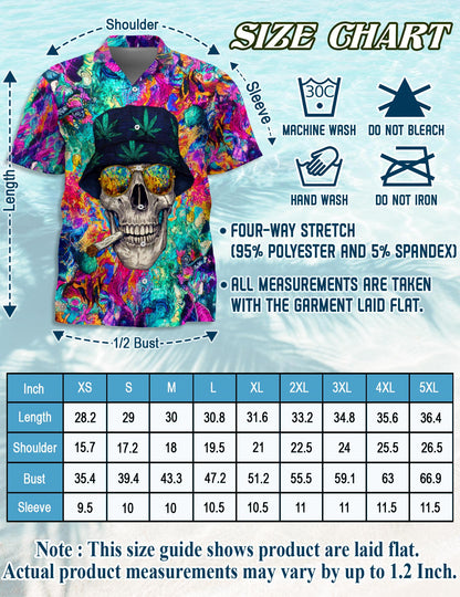 Netecom Amazing Skull Hawaiian Shirt for Men, Colorful Style, Button Down Summer Beach Short Sleeve, S-5XL
